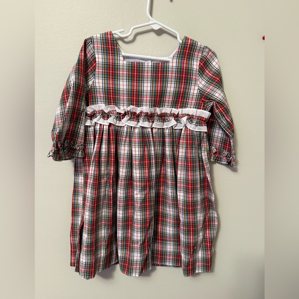 Bella bliss Christmas Plaid Dress with Ruffle Detail